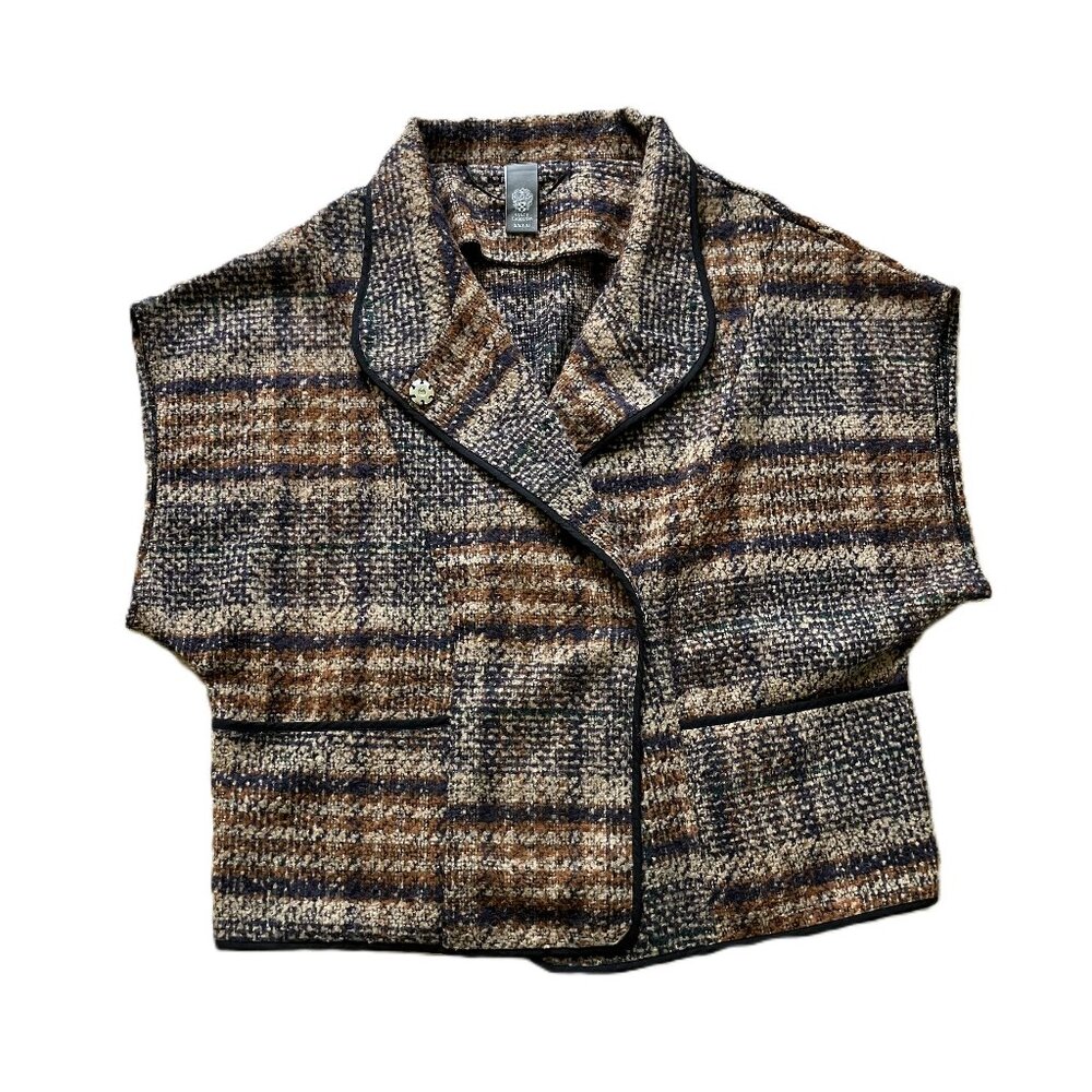 Vince Camuto Tweed Shrug Jacket Layering Top Snap Front One Size